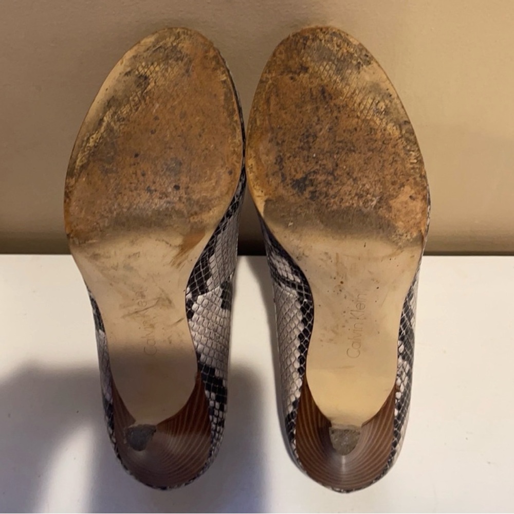 Calvin Klein Natural Python-Print Peep-Toe Pumps - image 8